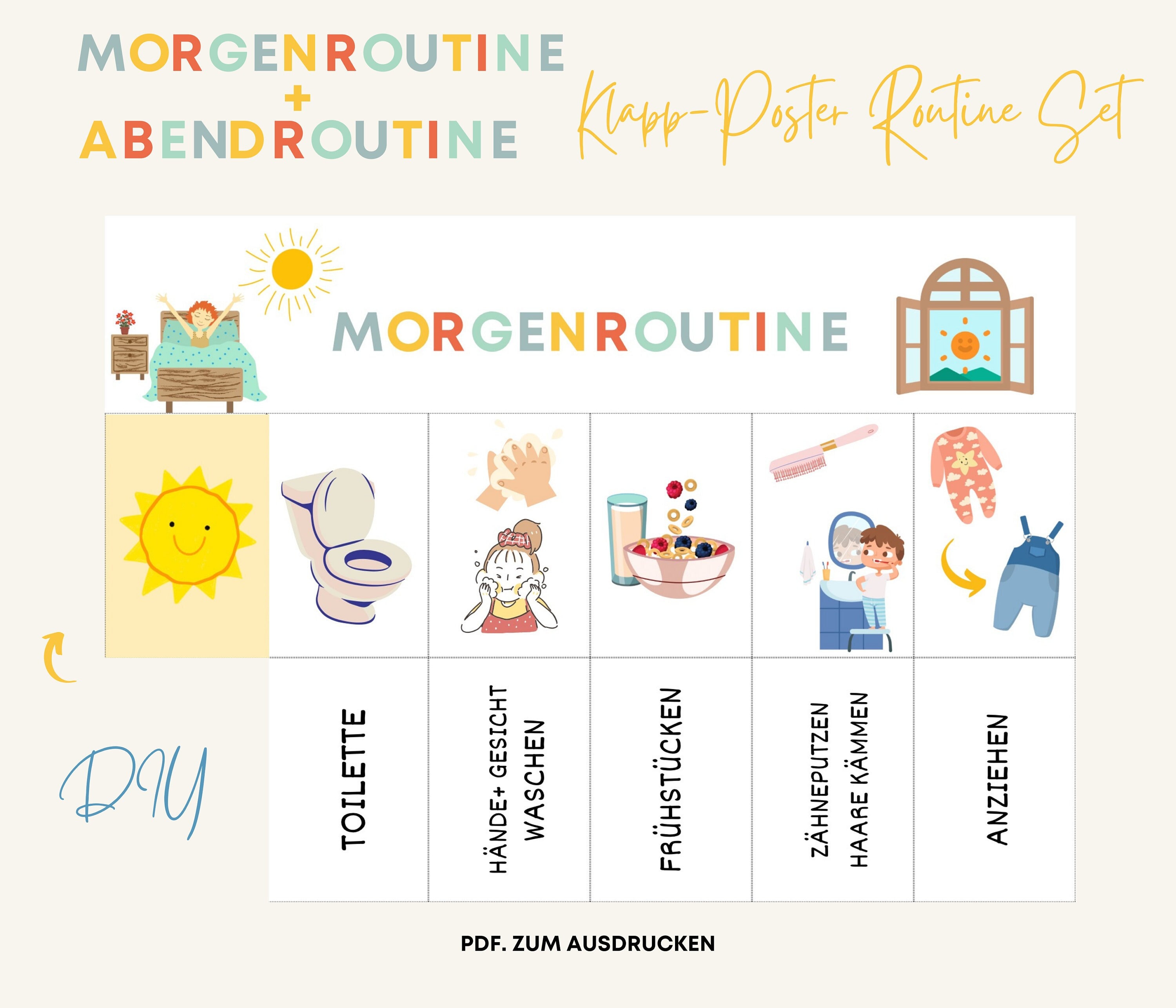 TABLEAU MAGNETIQUE Routine enfant Matin et Soir inspiration Montessori –  Montessori Facile