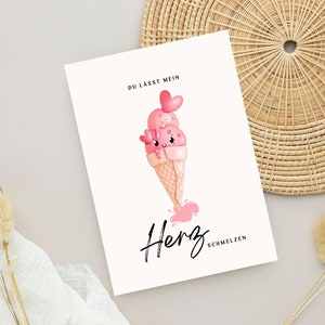 Liebe Postkarte du lässt mein Herz schmelzen PDF Ausdrucken sofort herunterladen Liebe Valentinstag  Geschenkidee low Budget  Nachhaltig