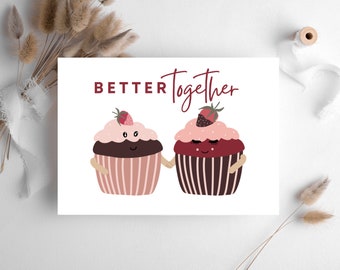 Better together Postcard for loved ones PDF to print out Download immediately Love Valentine's Day gift idea low budget Sustainable