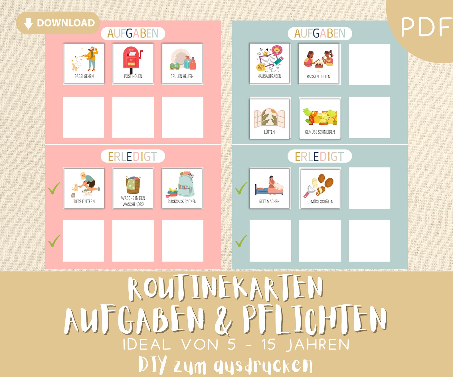 Tasks and Duties Routine Cards Children Set Montessori Planning Print ...
