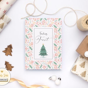 Christmas card Happy Holidays to print PDF and PNG Christmas mail gift card minimalist modern