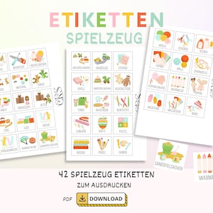 Labels toys storage order children to print Montessori hand-drawn pictograms colorful storage toys