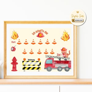 Belohnungstafel Feuerwehr für Kinder zum ausdrucken, lernen, Belohnung A4 Routinen entwickeln Aufgaben erleichtern PNG Datei