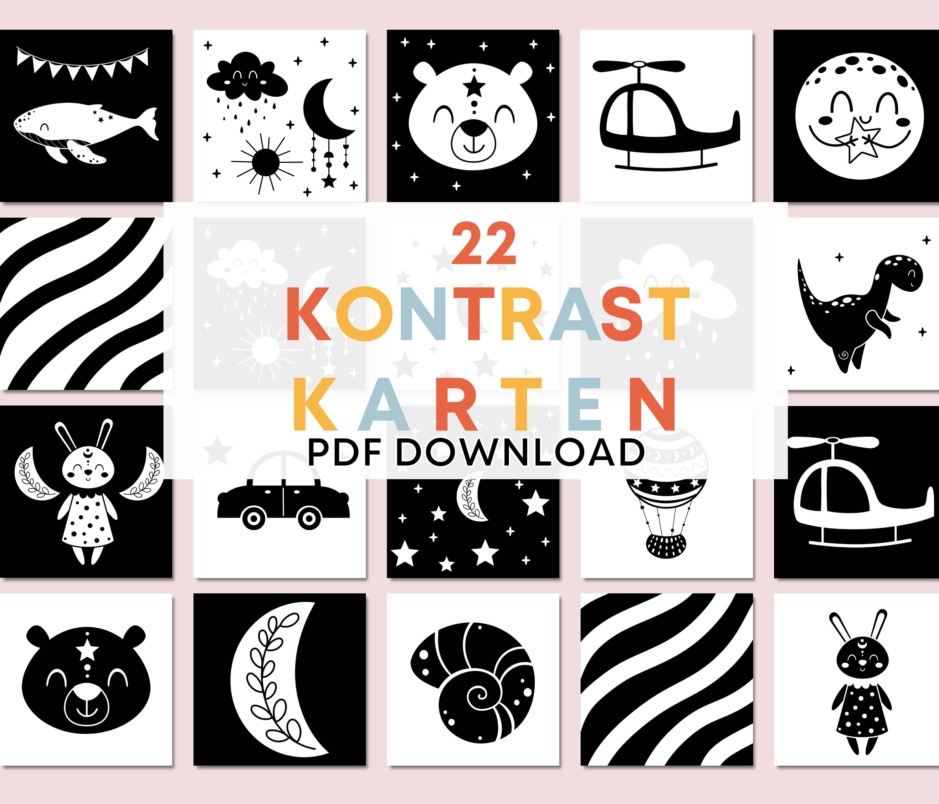 Contrast Cards for Babies to Print Out PDF Download Learn Playfully