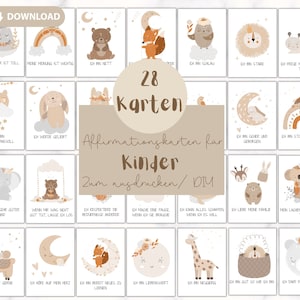 Affirmation Cards PDF for Kids to Print Self Worth Confident Mental Strength DIY School Cute Scandinavian Positive Beliefs