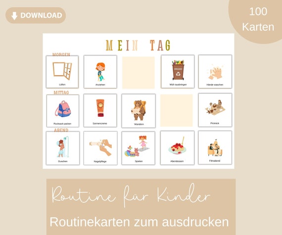 Routinekarten Kinder Planung A4 zum ausdrucken PDF Tagesplan - Etsy.de
