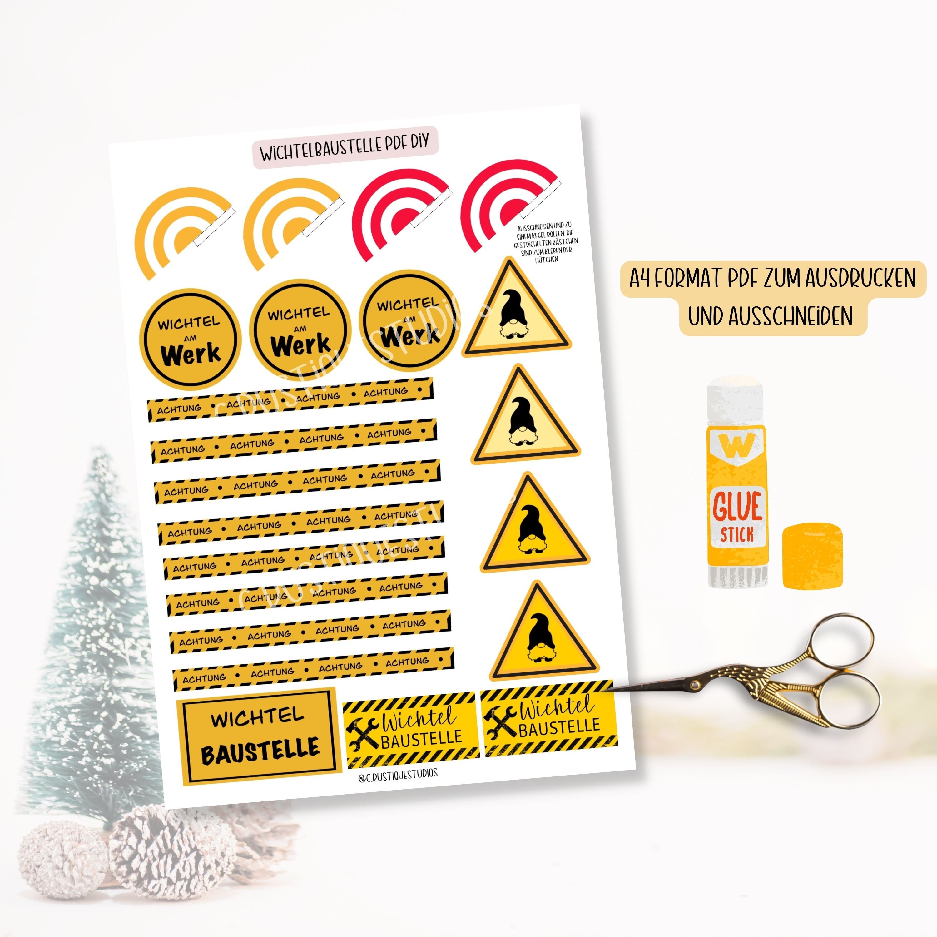 Wichtel Baustelle PDF Wichteltür zum ausdrucken DIY Set Wichtelzubehör