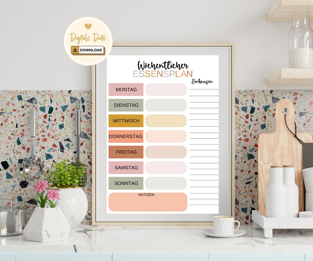 Week Menu Plan Family Food Shopping List to Print Out A4 PDF File Meal ...