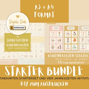 Tarjetas de rutina Niños Four Seasons BUNDLE PDF Starter Set Montessori Imprimir planificación PDF Horario diario con horario semanal Estructura Ritual