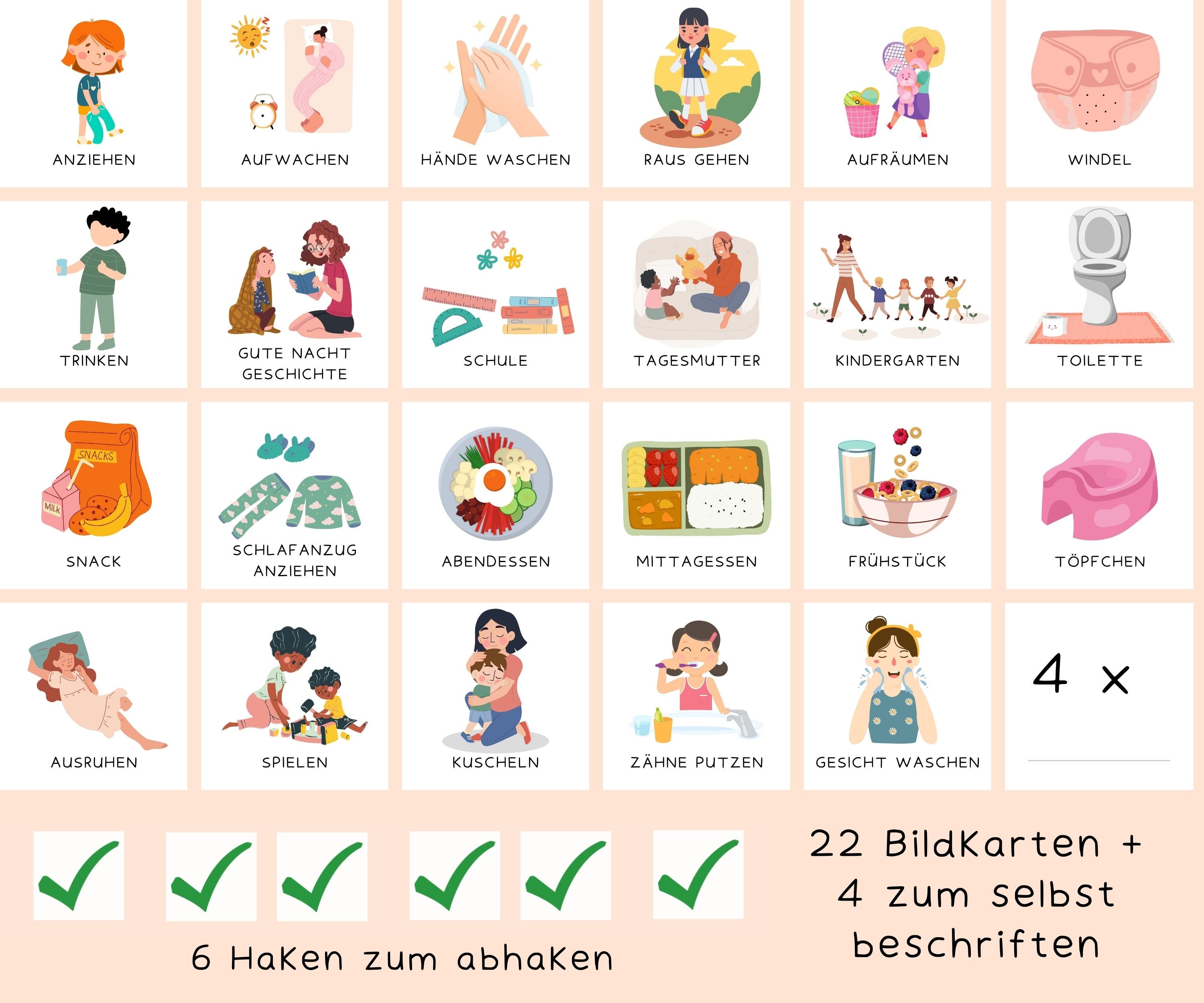 Routinekarten Kinder Starter Set Montessori Planung A4 ausdrucken PDF