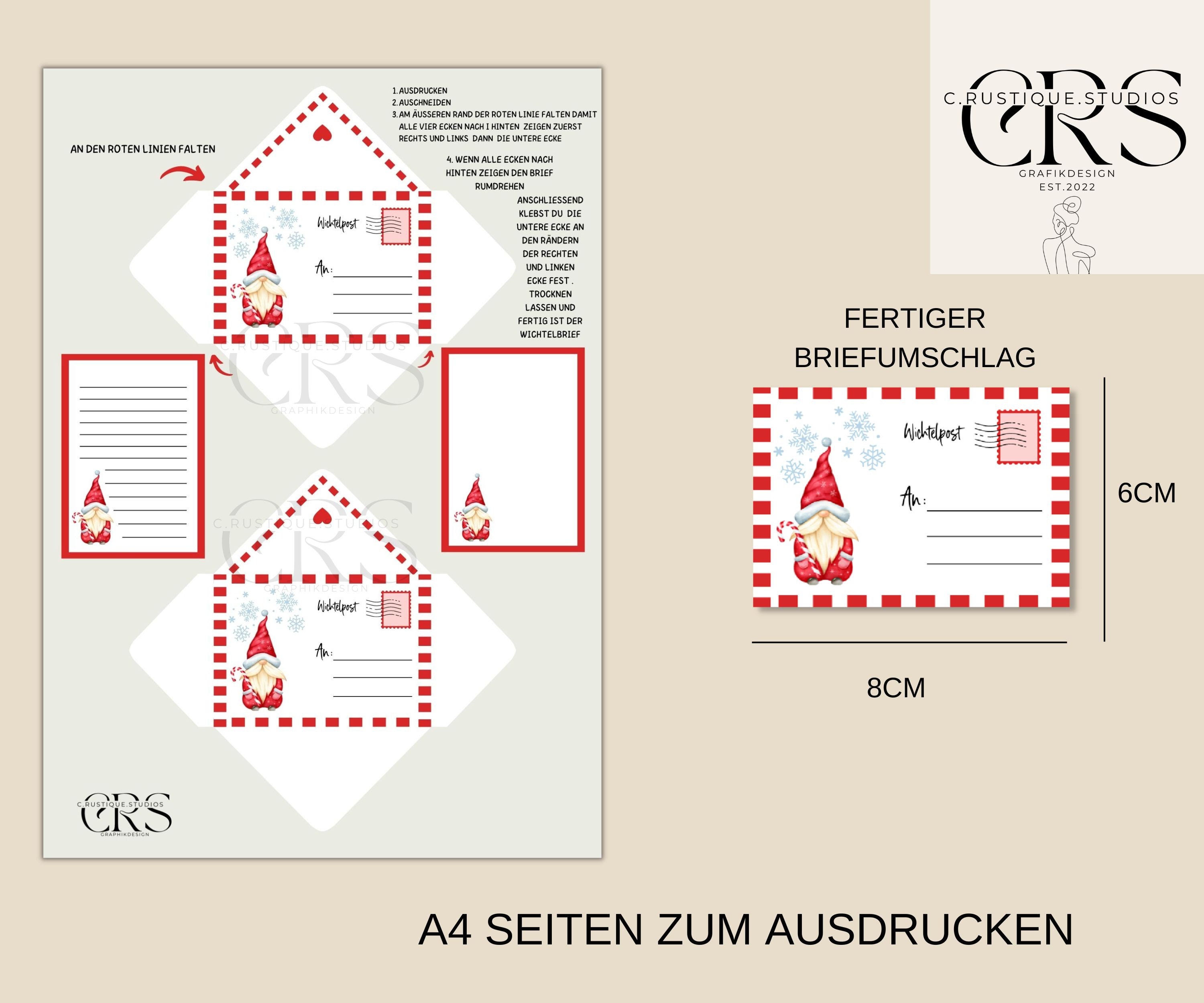 Wichtelbrief zum ausdrucken PDF DIY Set Wichtelzubehör Weihnachtszeit