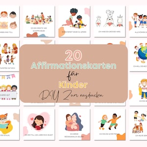 Tarjetas de afirmación PDF para que los niños impriman autoestima confianza fortaleza mental bricolaje escuela dulces creencias positivas