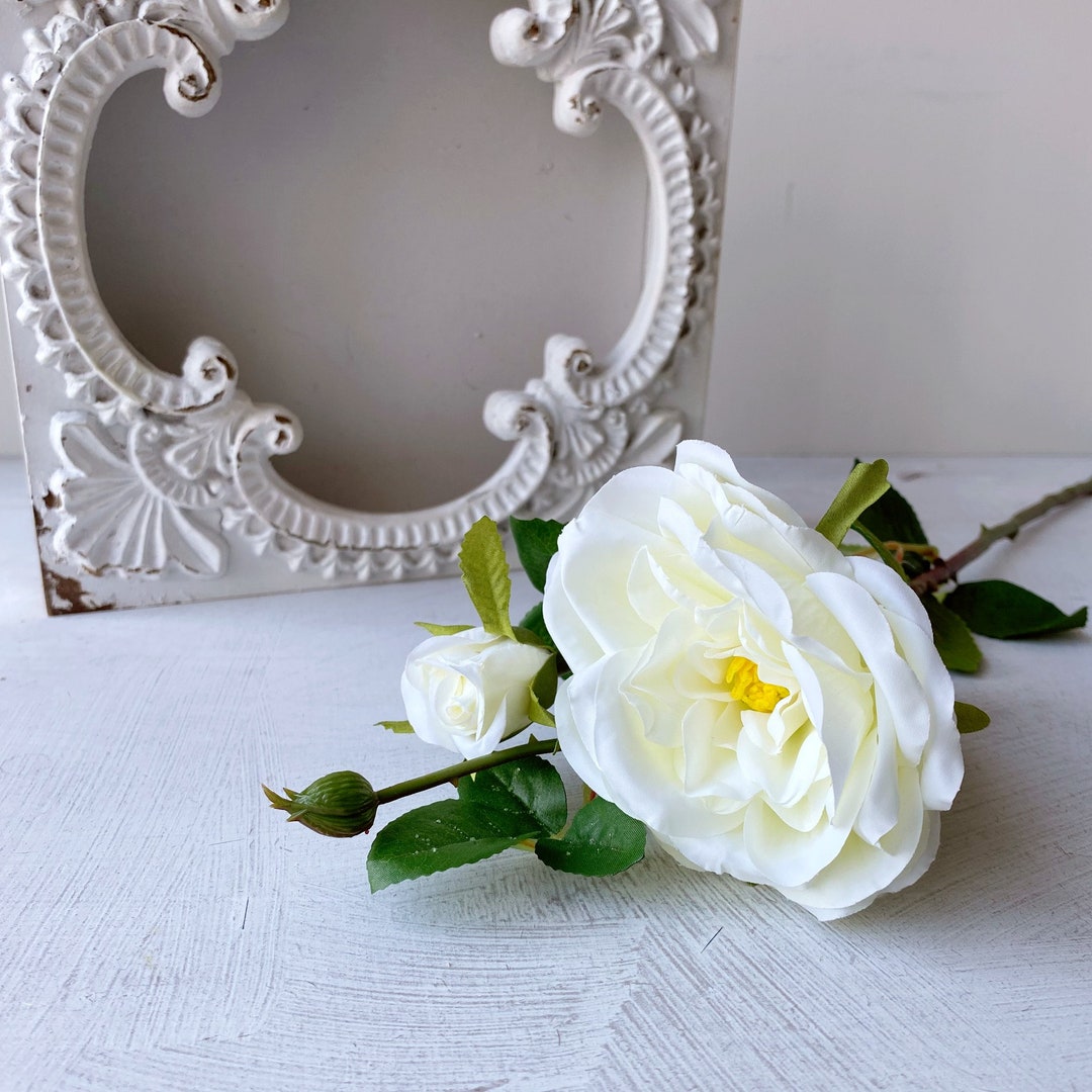 Artificial Silk Garden Rose Spray Ivory, Faux Roses, Ivory Wedding