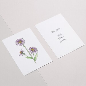 Septiembre Nacimiento Flor Aster Art Print - Arte botánico - Estampado floral - Regalo personal - Print at home - Arte mural o tarjeta de felicitación