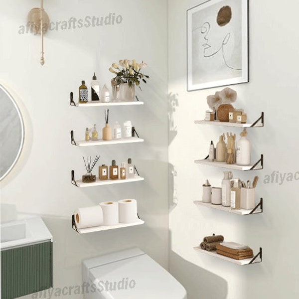 Set of 10 Rustic Wood Wall Shelves | Floating Shelves | Bathroom Shelves | Kitchen Shelves | Storage Shelves | Housewarming Gift