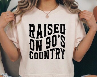 Raised On 90's Country: Comfort Colors - Ivory, Boxy Fit