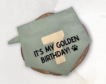 Birthday Dog Bandana: Sea Foam Green Scarf with Personalized Age Design
