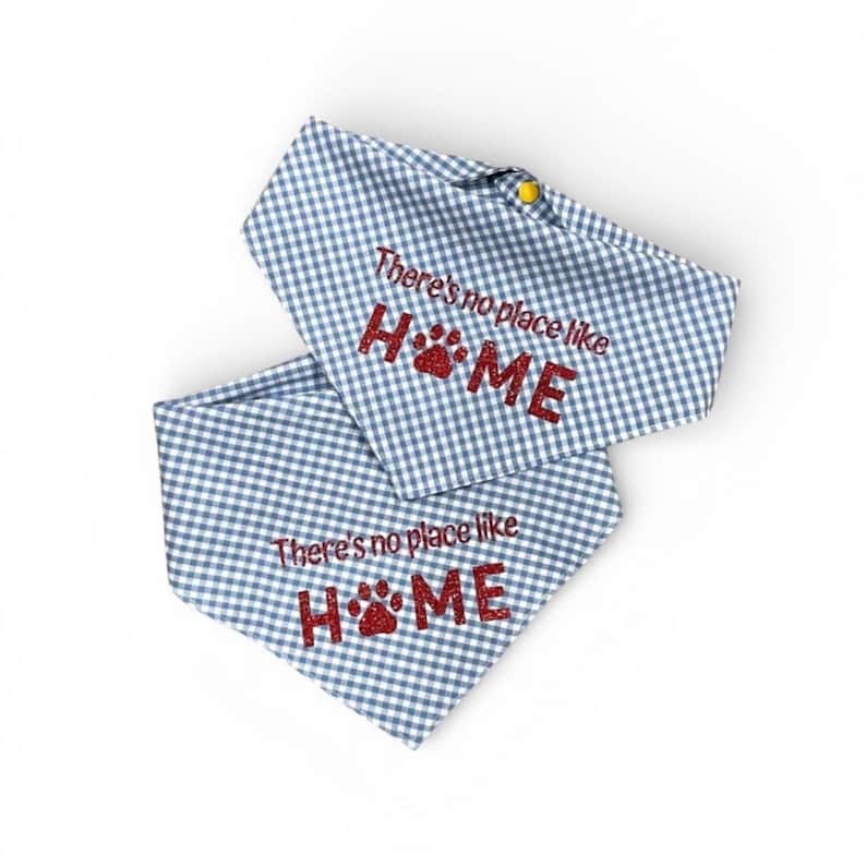Wizard of Oz Inspired Dog Bandana: Blue Plaid Bandana, Snap-on Bandana, There’s No Place Like Home image 4