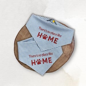 Wizard of Oz Inspired Dog Bandana: Blue Plaid Bandana, Snap-on Bandana, There’s No Place Like Home image 1