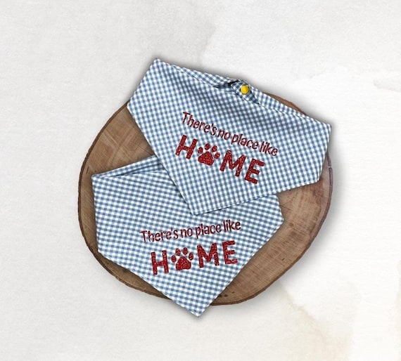 Wizard of Oz Inspired Dog Bandana: Blue Plaid Bandana, Snap-on Bandana, There’s No Place Like Home