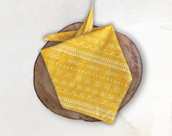 Yellow Bohemian (Boho) Dog Bandana: Double Sider, Cotton