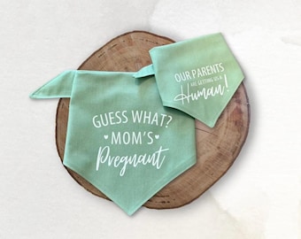 Dog Pregnancy Announcement Bandana, Guess What Mom's Pregnant, New Human Sibling