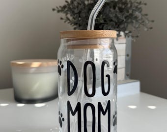 Dog Mom Beer Can Glass