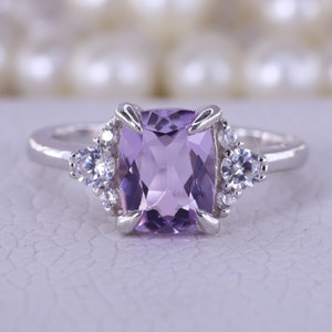 Vintage Lavender Sapphire Engagement Ring Cushion Cut Promise Ring 14K Solid Gold Ring Art Deco Handmade Jewelry Personalized Custom Rings