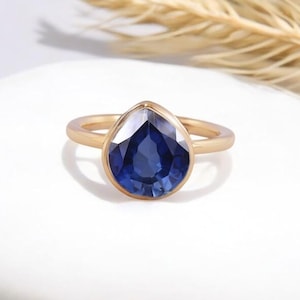 Precious Blue Sapphire Wedding Ring 14K Yellow Gold Bridal Ring Women&#39;s Fine Jewelry September Birthstone Gifts Ceylon Sapphire Gemstone