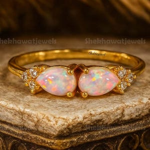 Dainty Opal Ring, CZ Ring, Gold Opal Ring, White Opal Ring, Sterling Silver Opal Ring, Bridesmaid Gift, Wedding Jewelry, Gift for Her