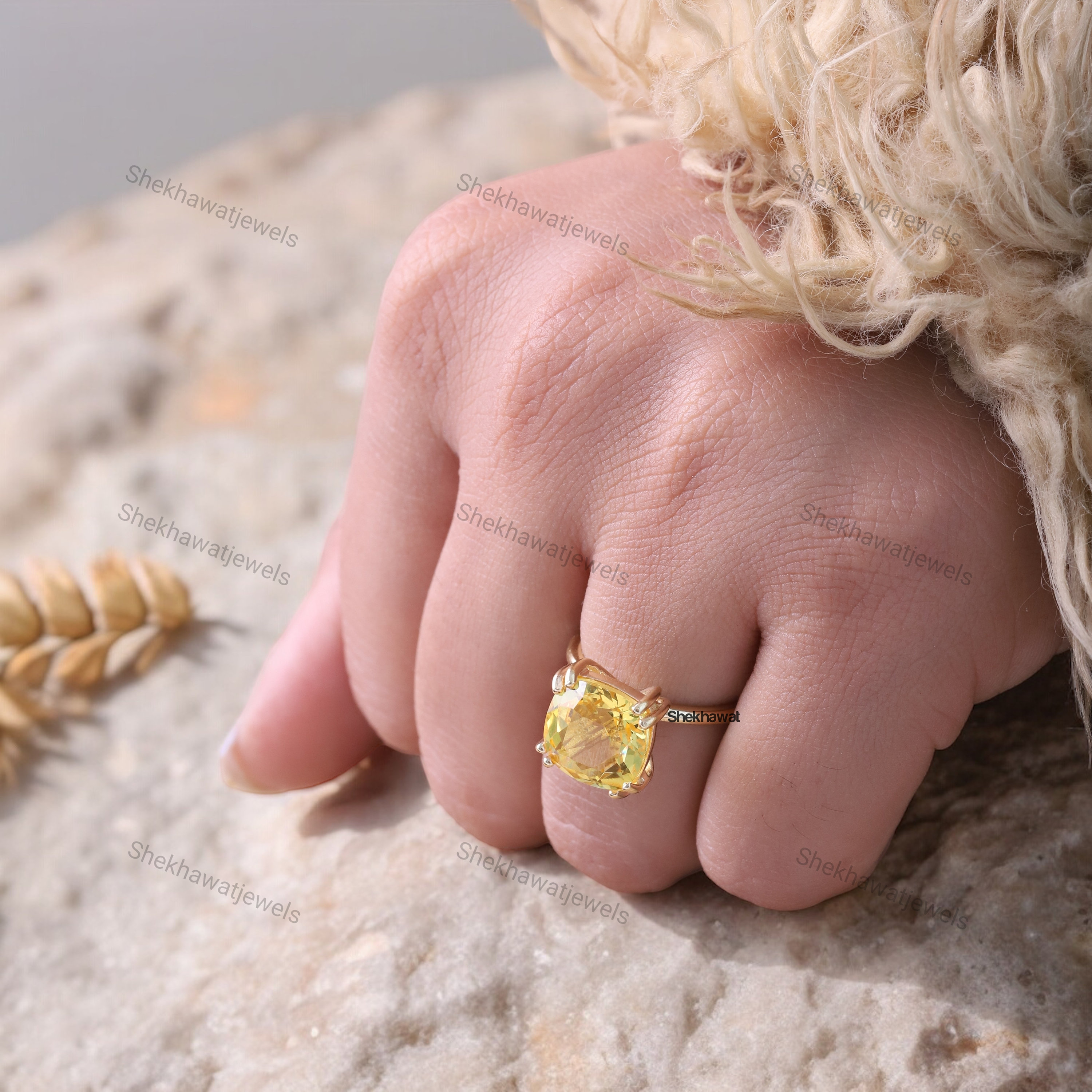 Cushion Citrine Ring, 18K Solid Gold Engagement Ring, Handmade Women  Jewelry, Elegant Solitaire Bridal Ring, Simple Valentines Gift for Her -  Etsy, image size:3000x3000