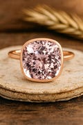 Flawless Pink Madagascar Morganite RIng Women Cushion Cut Solitarie Ring Bezel Set Vintage Jewelry Chrstmas Day Gift For Wife Black Friday