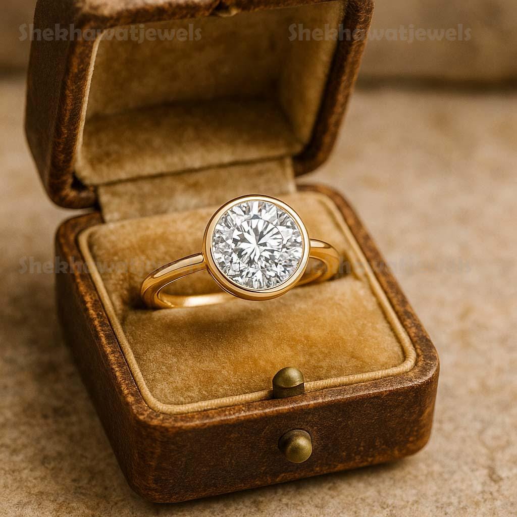 Moissanite Engagement Ring * Bezel Set Solitaire Moissanite Ring * Sterling Silver Wedding Jewelry *Trendy Best Friend Gift Anniversary Ring