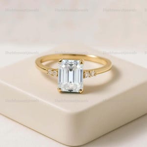 3 CT  emerald cut Moissanite engagement Ring, Emerald Moissanite Engagement Ring, Emerald Cut Ring, Art Deco Ring, Emerald Cut Ring Gifts