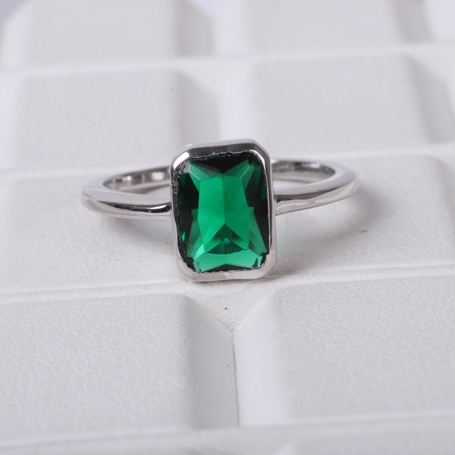 Emerald Ring Bezel Set Ring 14k Yellow Gold May Birthstone | Etsy