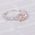 Dainty Morganite Diamond Ring, 925 Sterling Silver Ring, Engagement Promise Ring, Pink Gemstone Jewelry, Anniversary Birthday Gift For Her