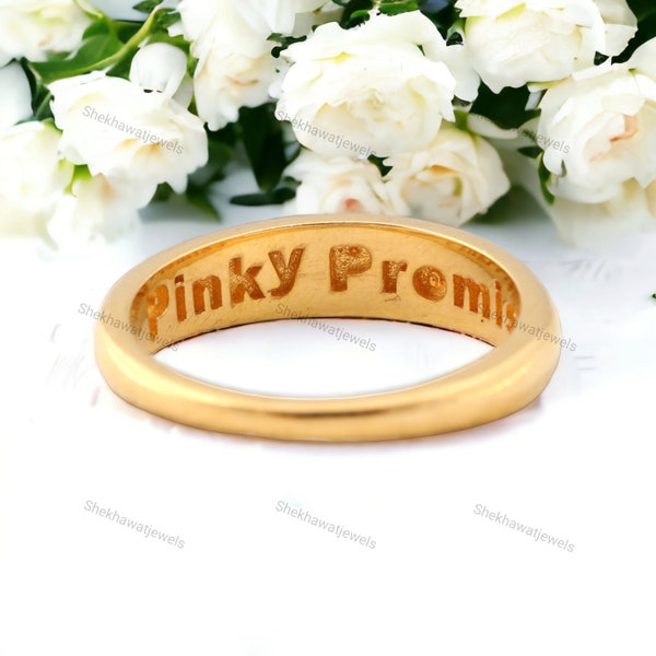 Pinky Promise, Pinky Promise Gifts, Solid Yellow Gold Plated Jewelry, Valentine Day Gemstone Present Ecstatic Personalized Gift Ring For Her