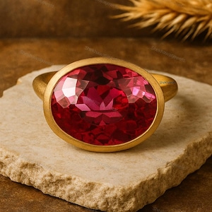 Vintage Makellose Rubin Ring 14K Gelbgold Ring Alternative Fine Schmuck Einzigartige Angepasste Name Edelstein Geschenk Erklärung Weihnachtsgeschenk