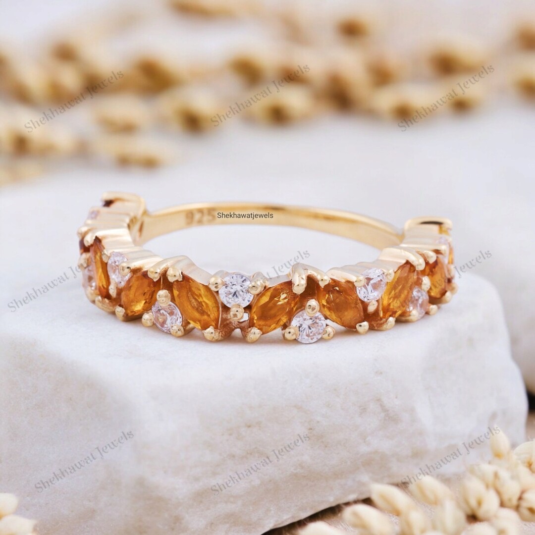 Vivid Orange Amber Hues Citrine Marquise - 6.9 Ct