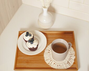 Boho Style, Eco Friendly Coffee Table Round Coaster with Fringe