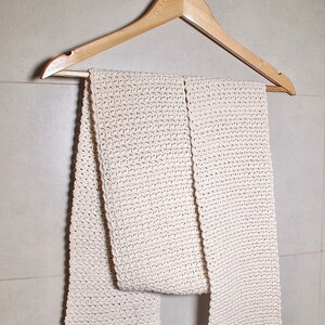 Ivory Unisex Handmade Crochet Scarf Made from Eco-friendly and Sustainable Yarn image 2