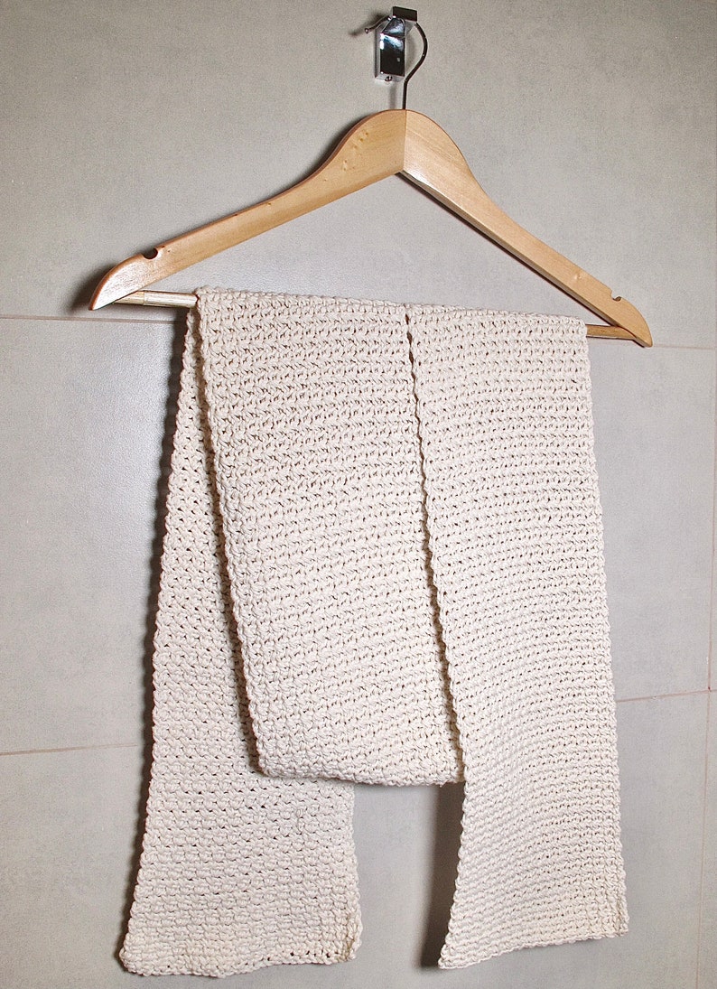 Ivory Unisex Handmade Crochet Scarf Made from Eco-friendly and Sustainable Yarn image 2