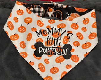 暗闇で光るハロウィーンリバーシブルペットバンダナ（スナップ付き）