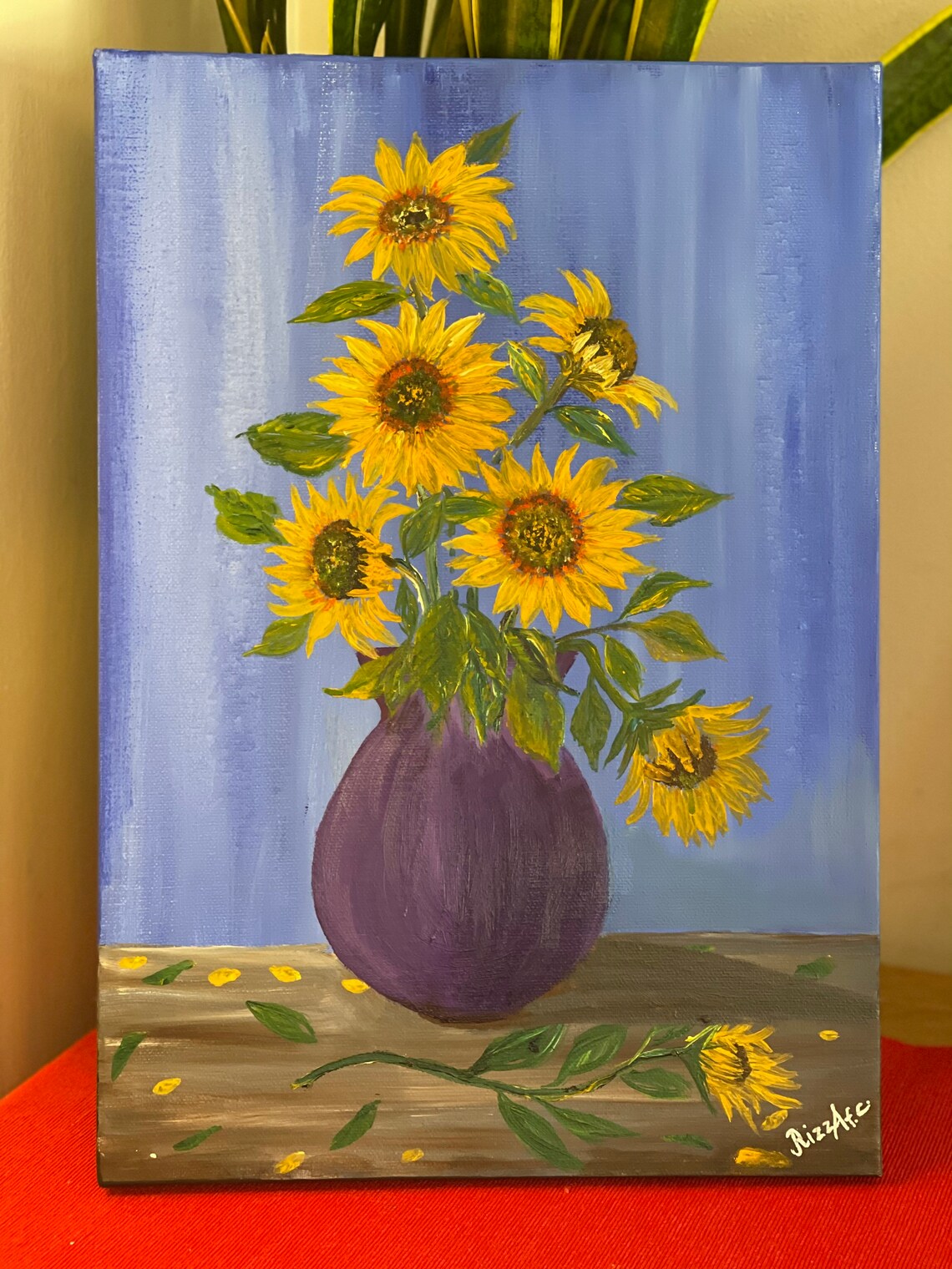 Sunflower paintingsunflower on the vase paintingsunflower Etsy