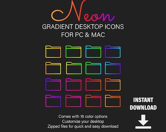 Neon Gradient Ombre Desktop Folder Icons for Mac & Windows - Etsy