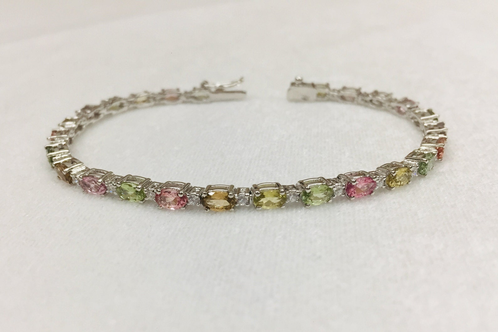 Multi Tourmaline Bracelet 925 Sterling Silver Bracelet Cubic Etsy UK