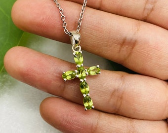 Natural Peridot Pendant Holy Cross 