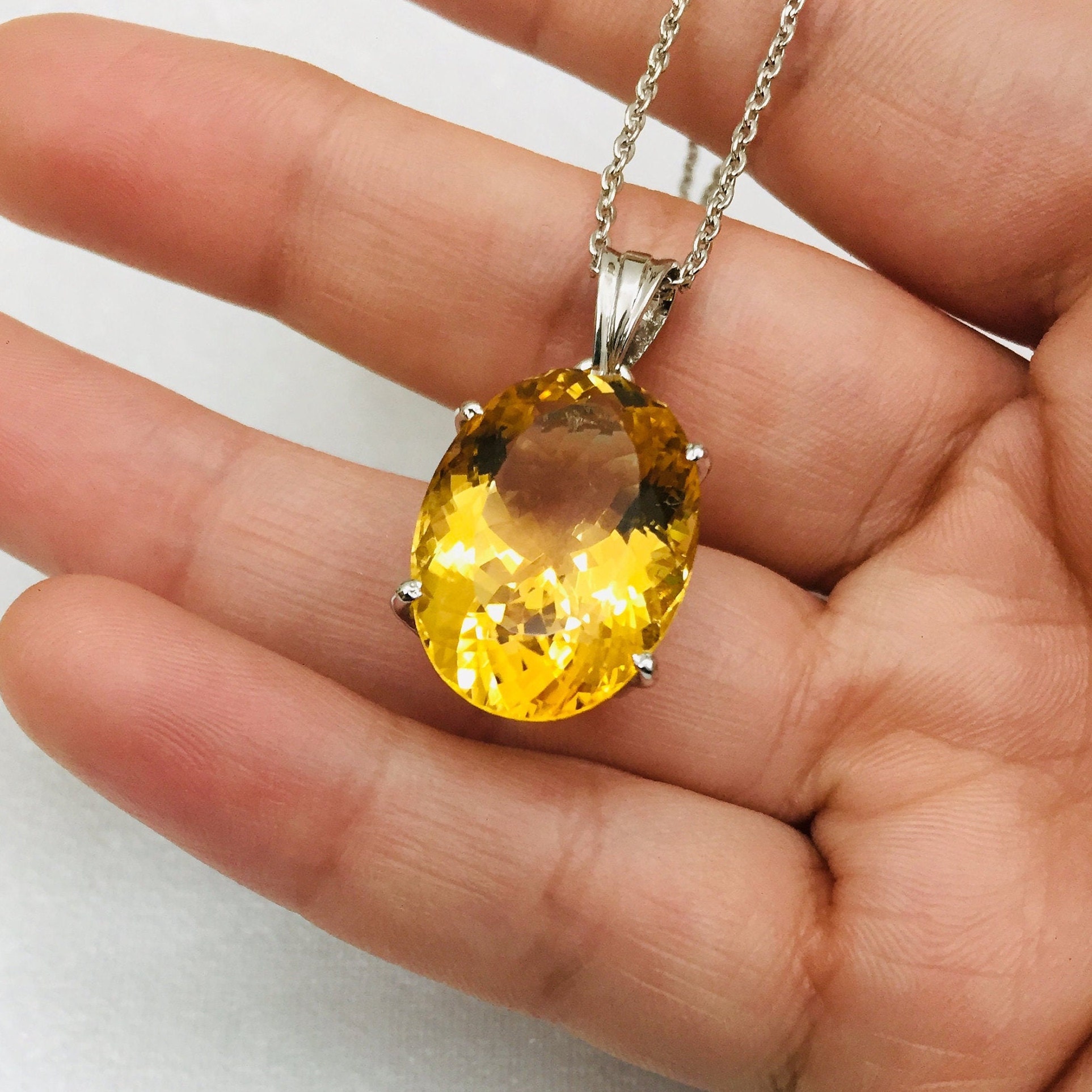 Natural Citrine Pendant 925 Sterling Silver Pendant Necklace Etsy UK