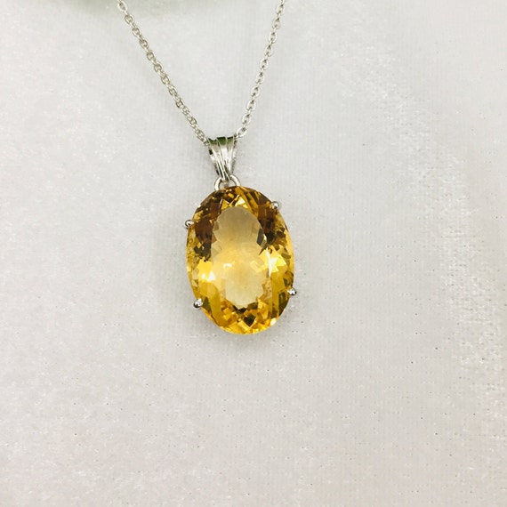 Natural Citrine Pendant 925 Sterling 