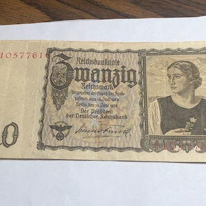 1939 Germany 20 Mark Circulated Banknote